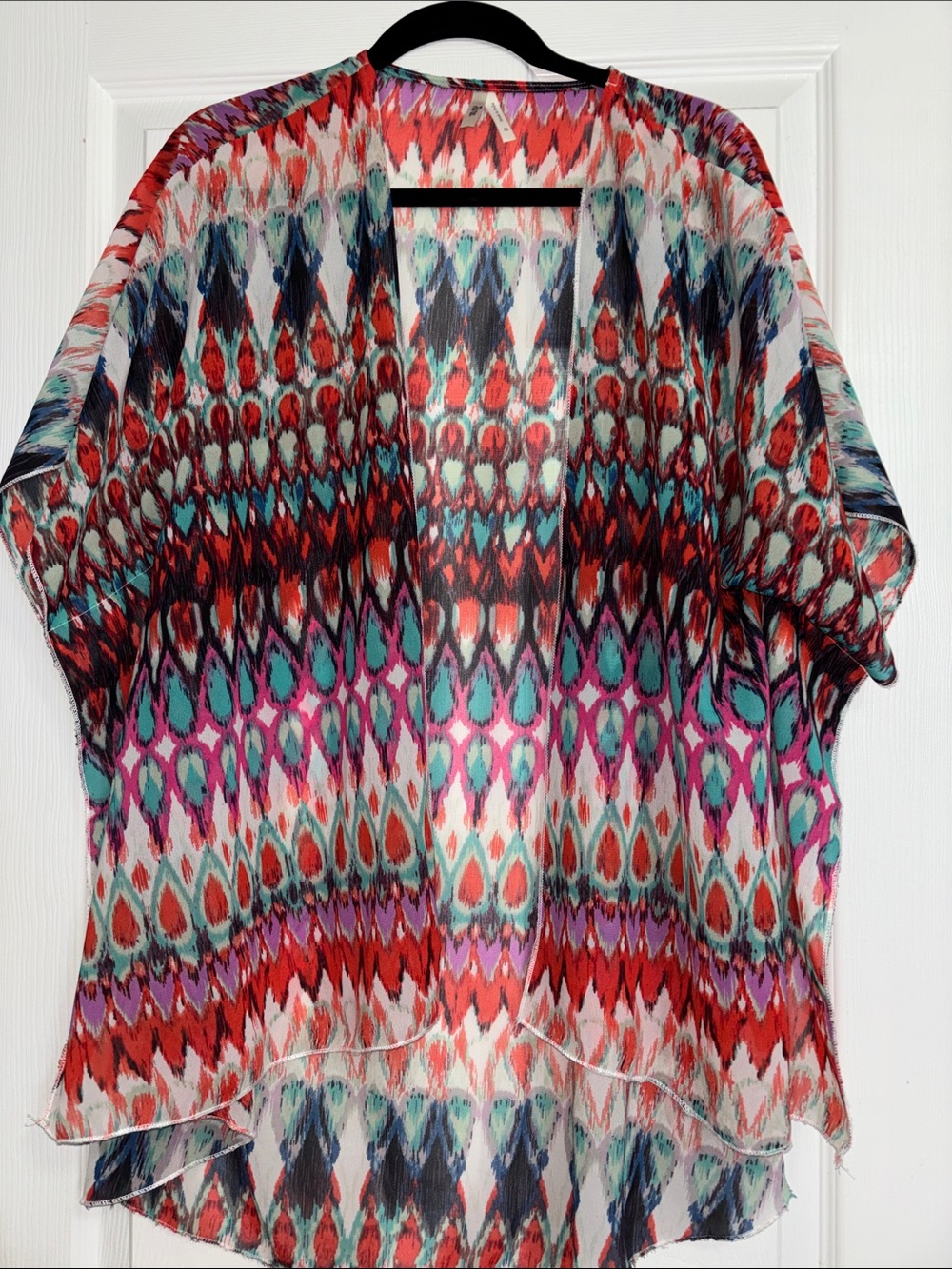 Sheer Multicolor Ikat Kimono